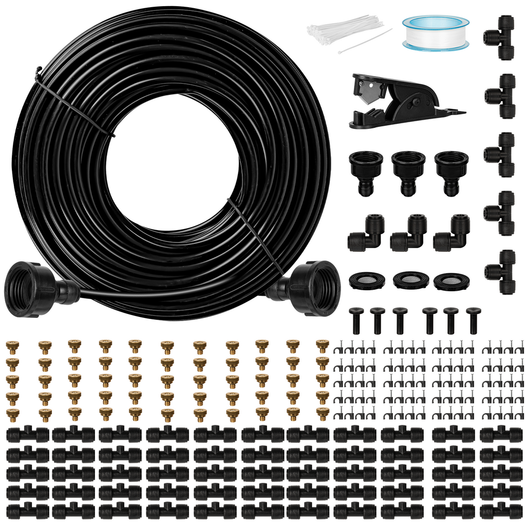OnBrand 150FT Mister for Outside Patio with 55 Brass Nozzles and 5 T-Joints