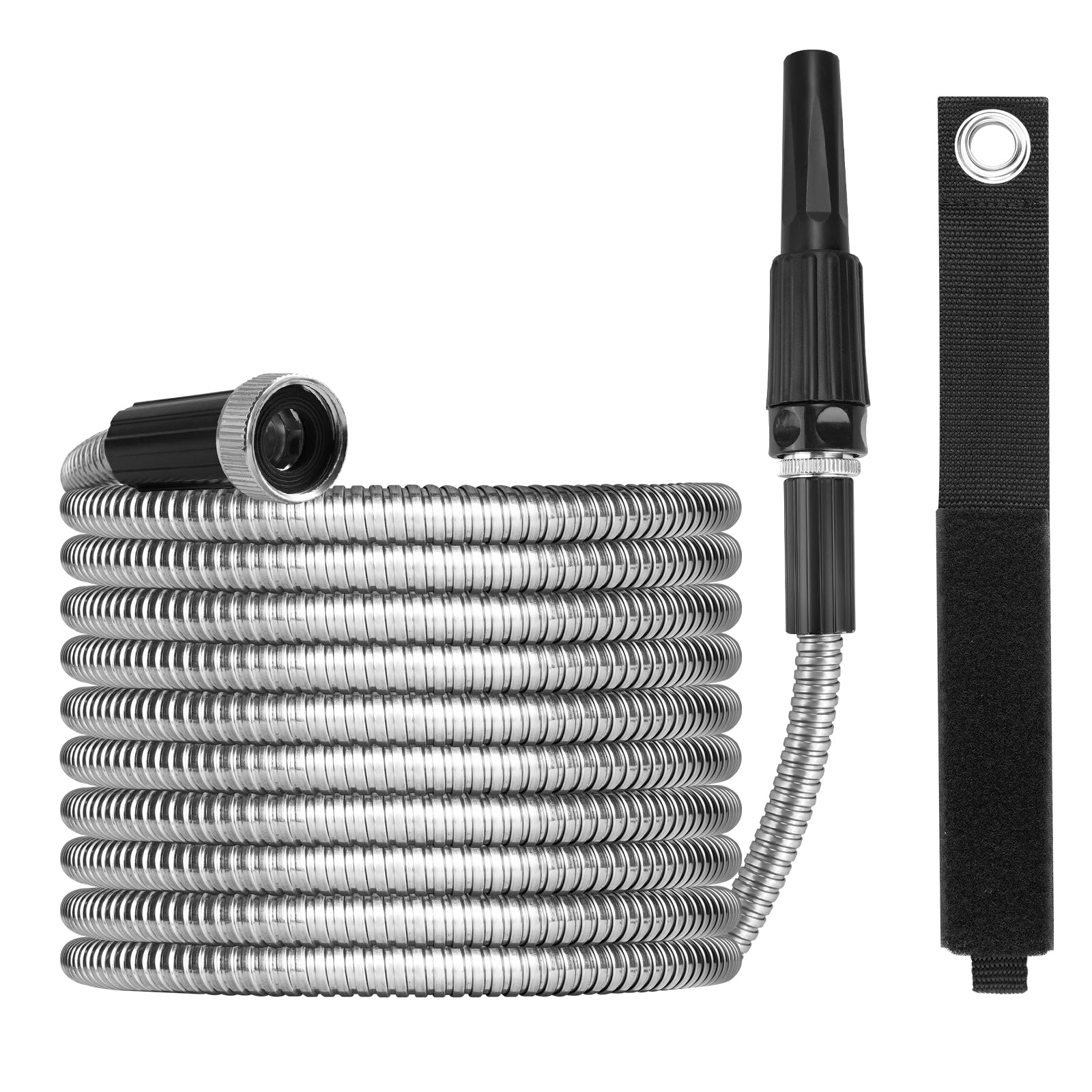 Mighty Garden Hose - Stainless Steel Garden Hose Tough/Durable, No Kinks/Tangles, Storage Strap Included