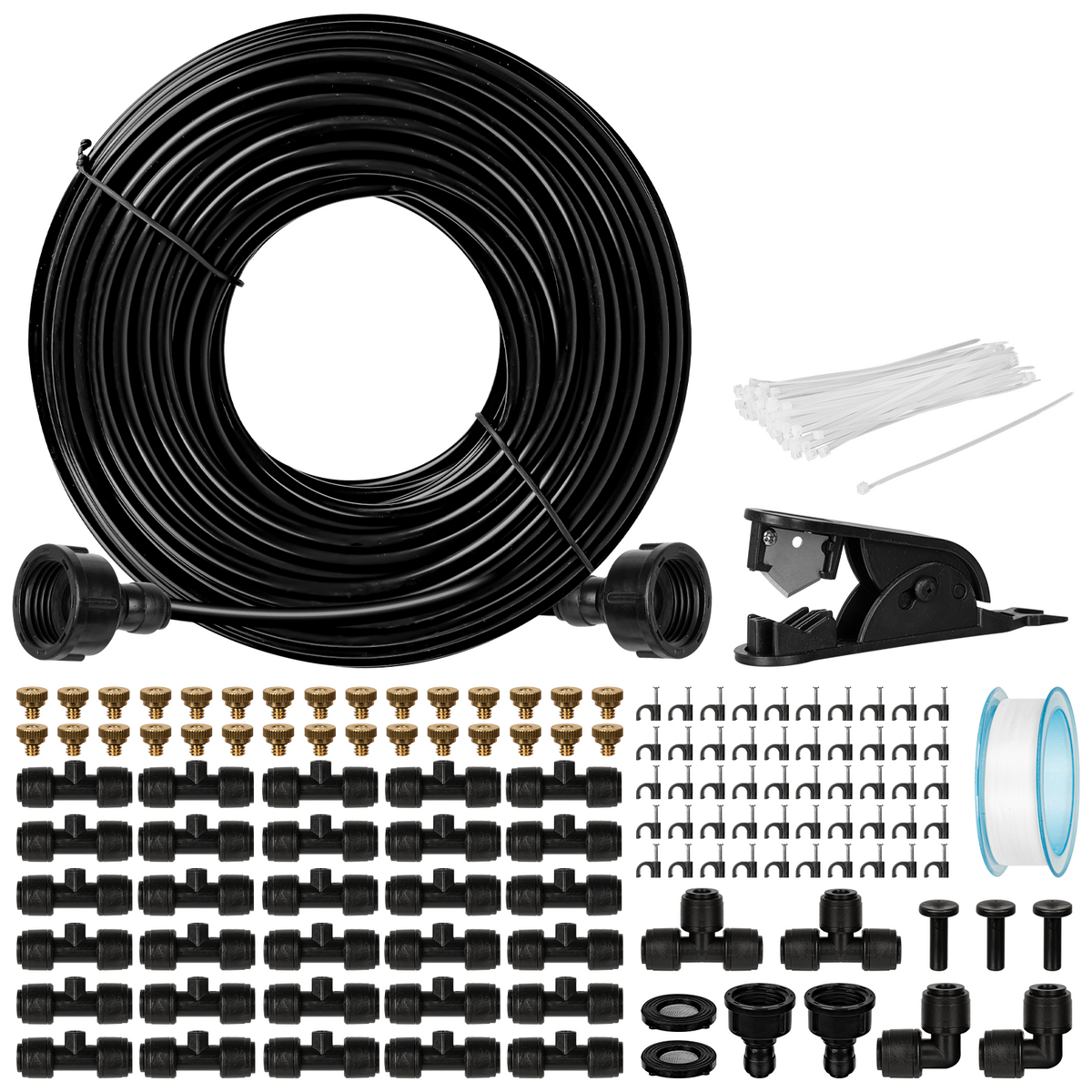 OnBrand 100FT Misters for Outside Patio with 3/4" Adapter and 2 T-Joints