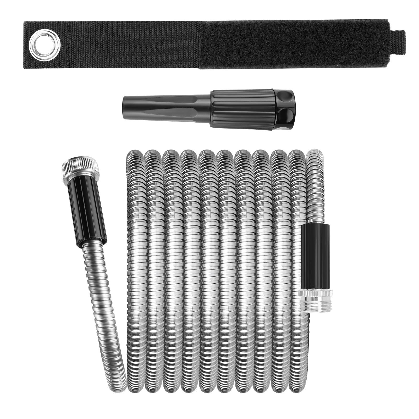 Mighty Garden Hose - Stainless Steel Garden Hose Tough/Durable, No Kinks/Tangles, Storage Strap Included