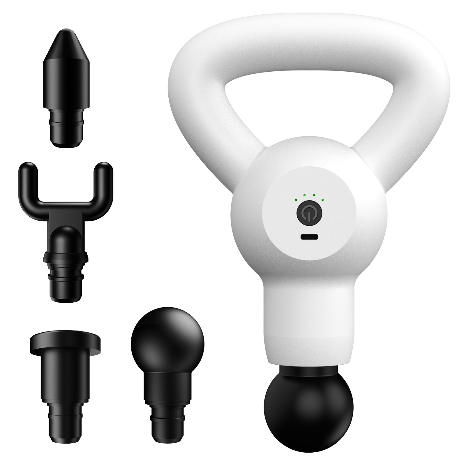 3000 PPM Deep Tissue (Compact Size) Massager with 4 Massage Heads and 4 Intensity Levels, Quiet Muscle Massage Gun (Black/White)
