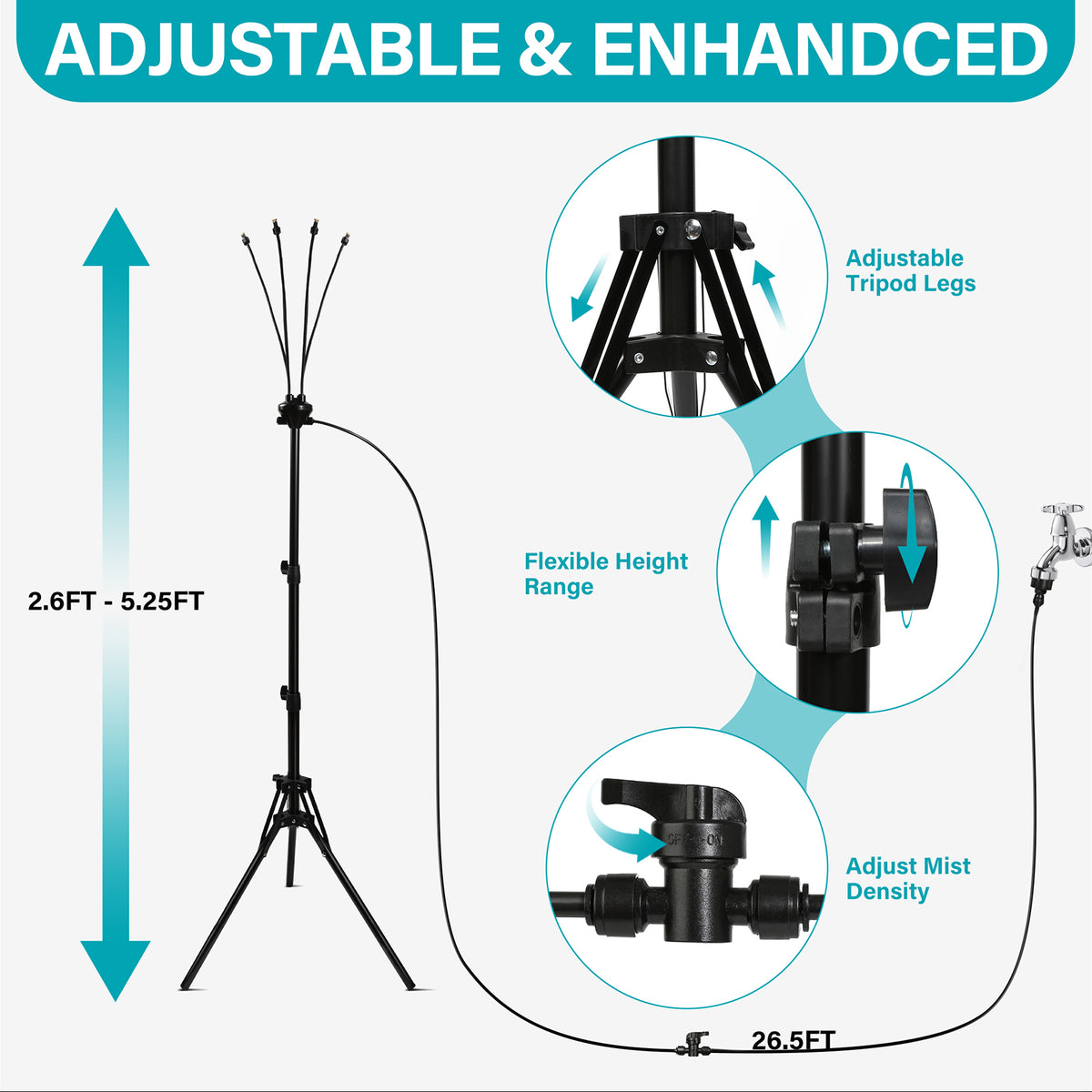 OnBrand Standing Misters for Outside Patio 5.25FT Stand Misting System