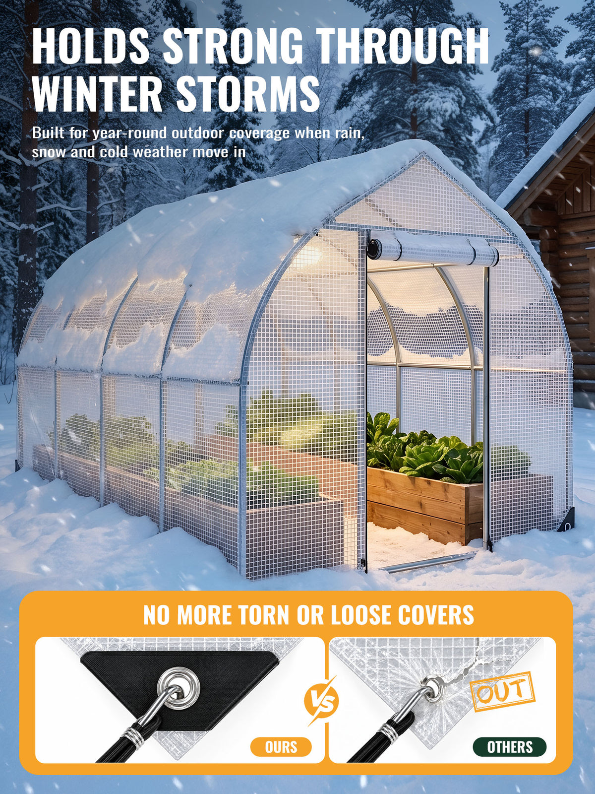 OnBrand 16Mil Heavy Duty Greenhouse Cover with Grommets, 12x24FT Clear Tarp