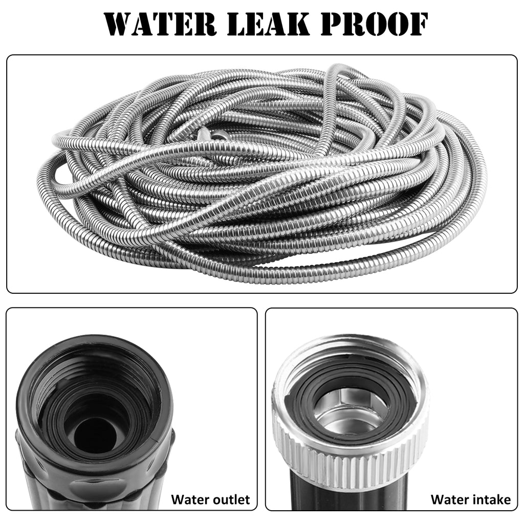 Mighty Garden Hose - Stainless Steel Garden Hose Tough/Durable, No Kinks/Tangles, Storage Strap Included