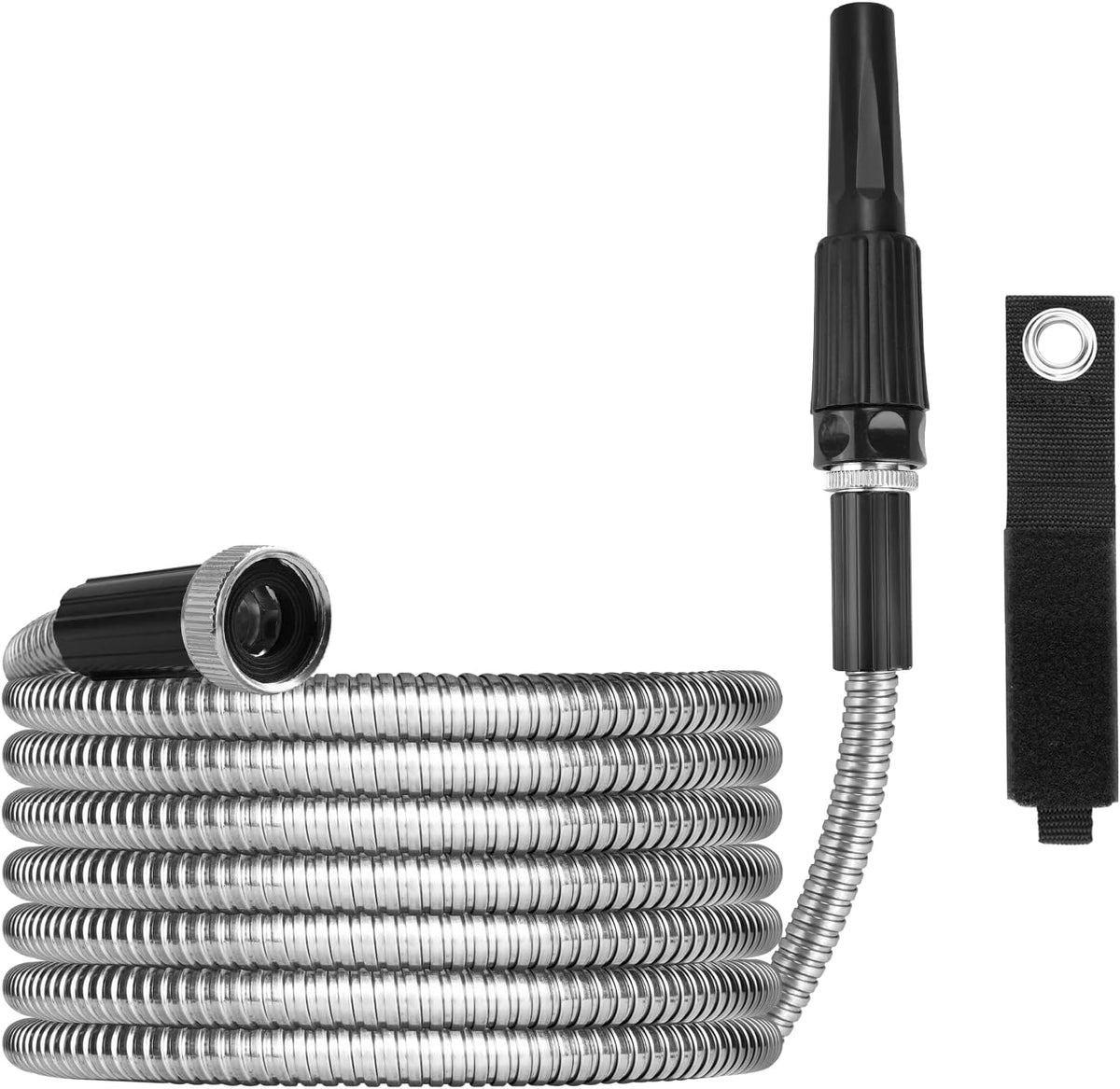 Mighty Garden Hose - Stainless Steel Garden Hose Tough/Durable, No Kinks/Tangles, Storage Strap Included