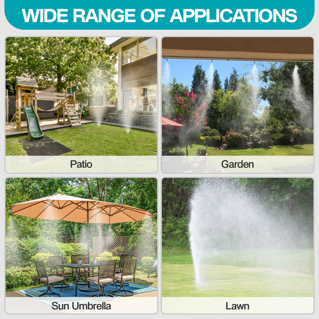 OnBrand 100FT Misters for Outside Patio with 3/4" Adapter and 2 T-Joints