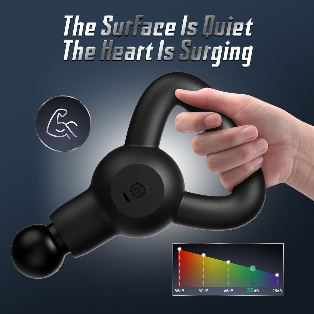 3000 PPM Deep Tissue (Compact Size) Massager with 4 Massage Heads and 4 Intensity Levels, Quiet Muscle Massage Gun (Black/White)