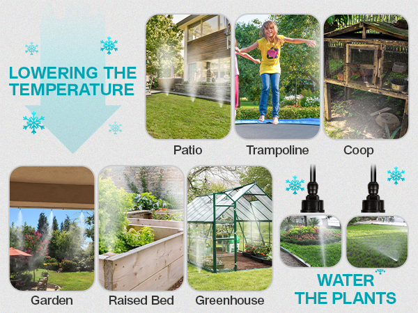 OnBrand 100FT Misters for Outside Patio with 3/4" Adapter and 2 T-Joints