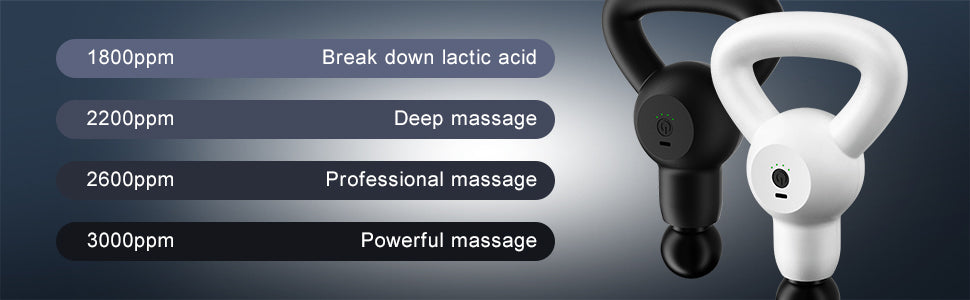3000 PPM Deep Tissue (Compact Size) Massager with 4 Massage Heads and 4 Intensity Levels, Quiet Muscle Massage Gun (Black/White)