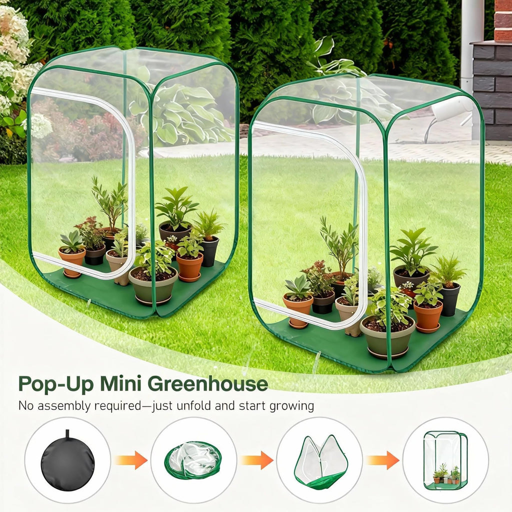 OnBrand 2-Pack 24.65" x 24.65" x 35.59" Pop Up Mini Greenhouse for Winter