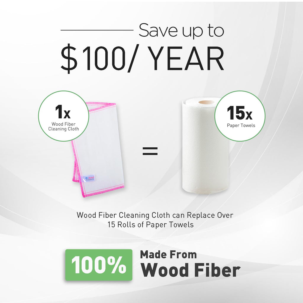 OnBrand Naturally Wood Fiber Cleaning Cloth, 10 Pack (12" x 10.7" Each)