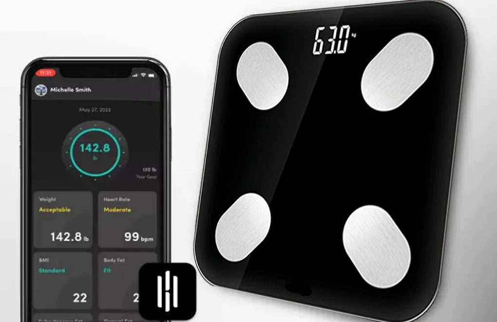Bluetooth Fitness Scale - Track 18 Body Metrics with Free Mobile App for Ultimate Health Monitoring